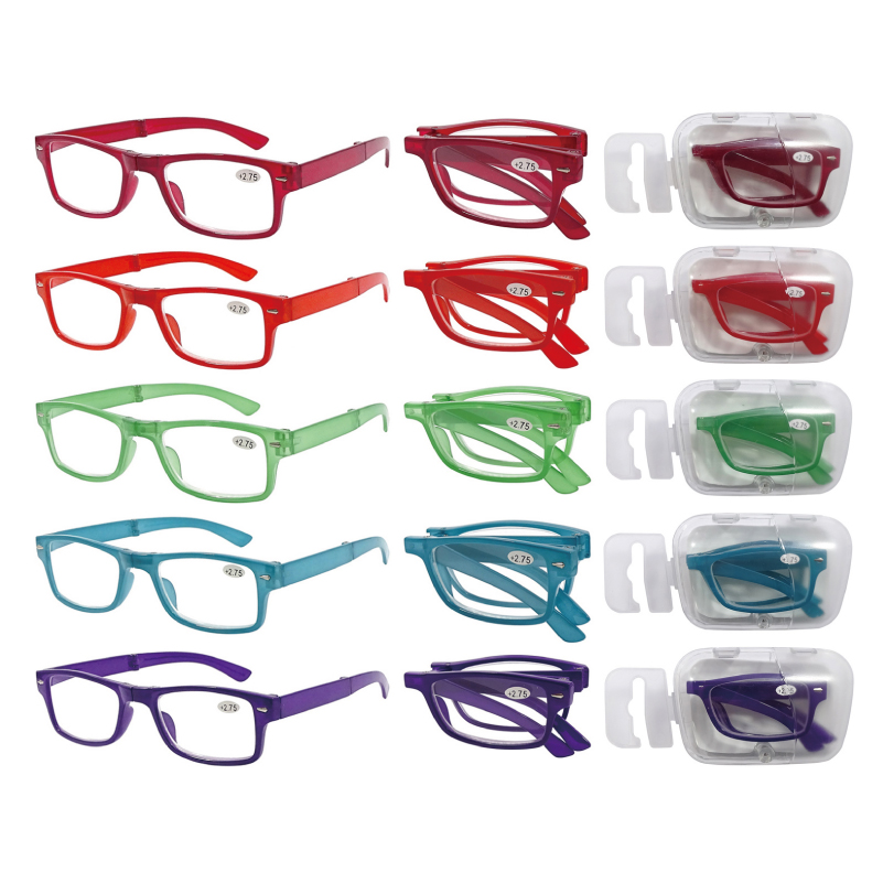 Foldable reading glasses in clear case B1946